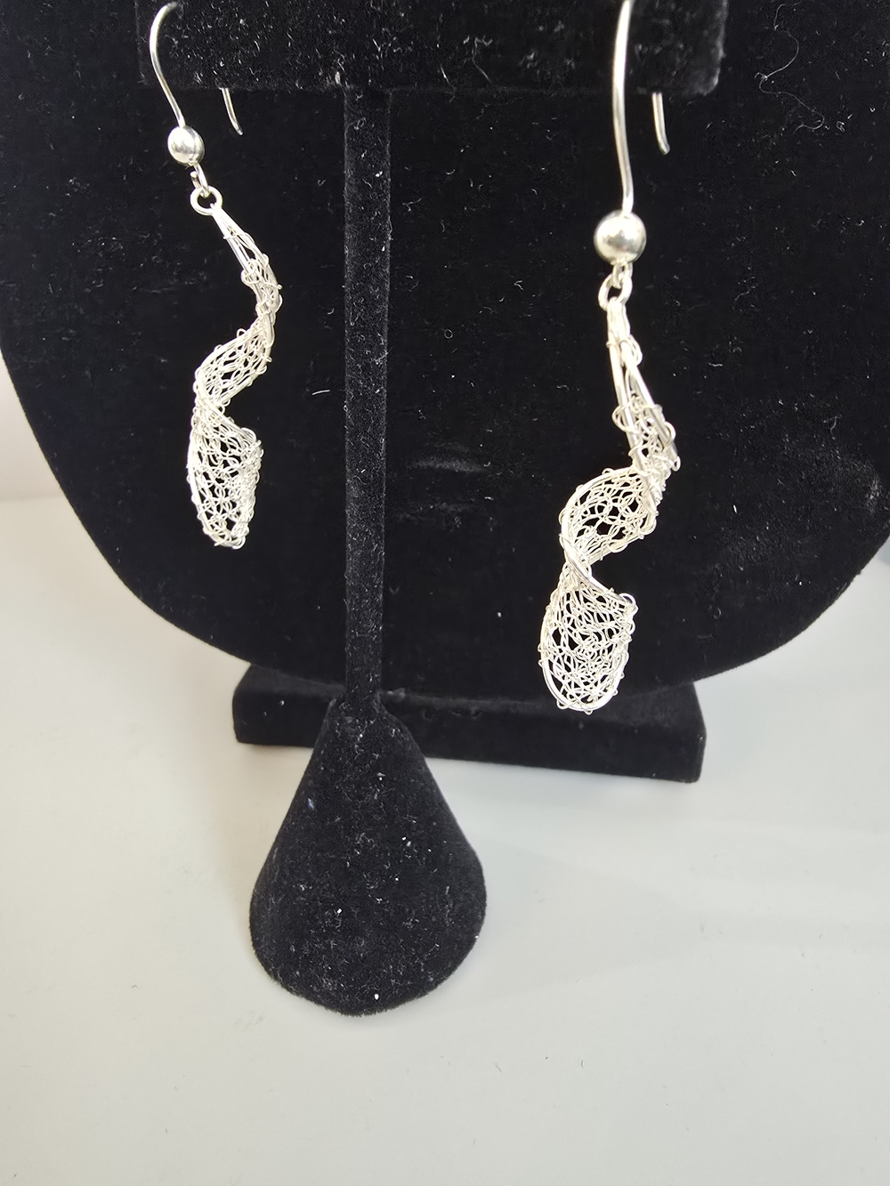 Sterling Silver Twisted Wire Drop Earrings - Silver